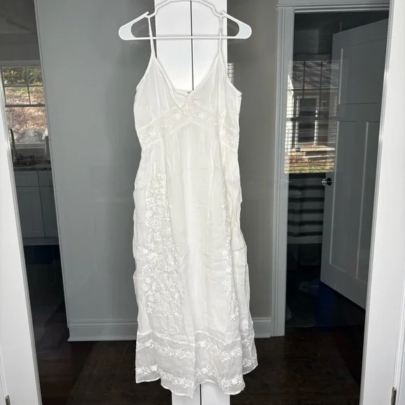 NWT J. Crew Embroidered Midi Dress Ramie White